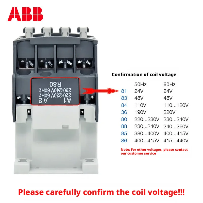ABB Contactors AX Series AX09-30-10 to AX95-30-11 AC220V 380V 110V 24V 1NO 1NC - Selectable Models for Electrical Control System