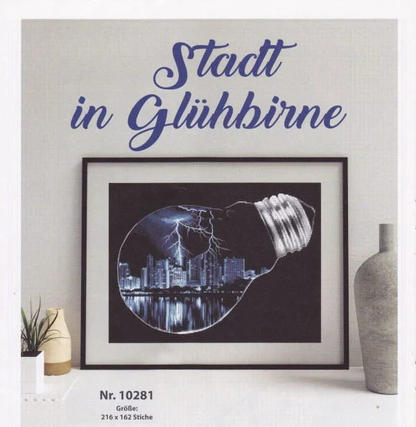 

Embroidery Cross Stitch Kits Craft DIY Needlework Cotton Canvas 16- City in the Light Bulb 47-36 32CT 28CT Metallic aida