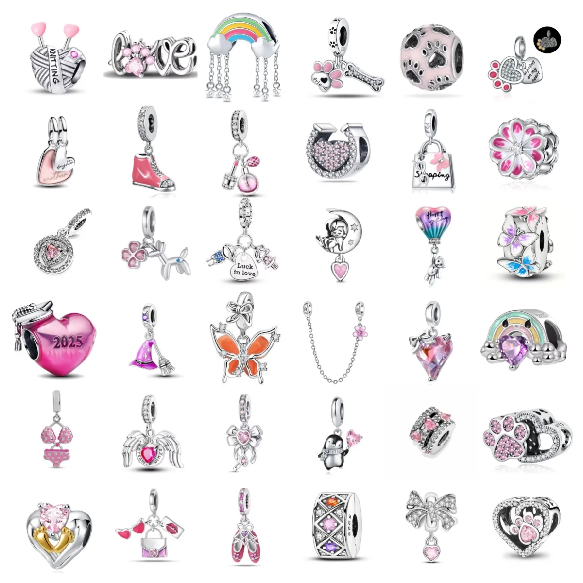 New 925 Silver Butterfly Element Parking Triple Halo Hearts Charm Pendant, Fit Original European Women's Bracelet DIY Jewelry