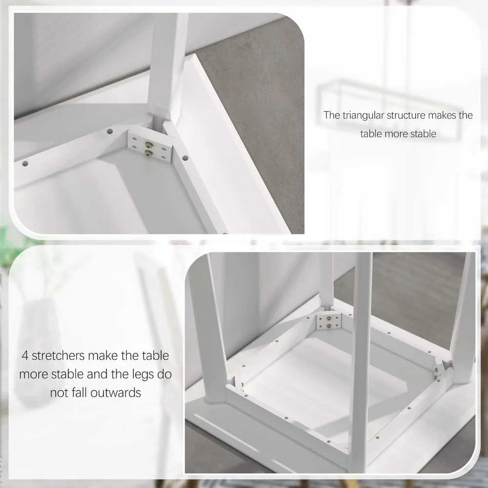 Solid Wood Counter Height Bar Table and 4 Chairs Set, Square High Table for Pub Use