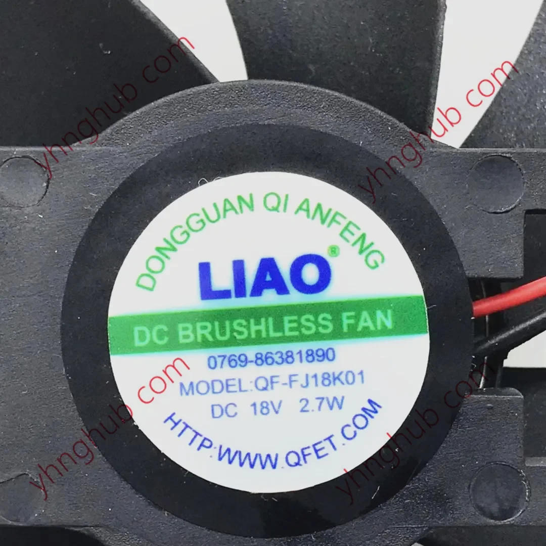 LIAO QF-FJ18K01 DC 18V 2.7W, Dia. 110mm C.T.C 130mm 2-Wire Server Cooling Fan