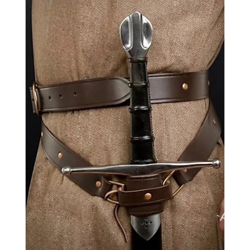 Medievale Steampunk Sword Holder Belt fodero in vita uomini adulti Warrior Pirate Knight Cosplay cinturino con fibbia in pelle vichinga per Larp