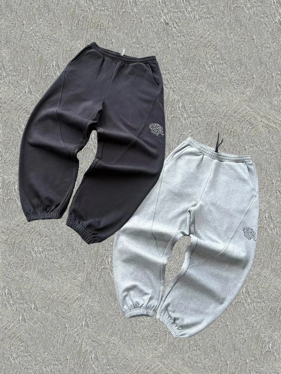 

American Retro Casual Letter Embroidery Sweatpants Hip Hop Man Clothing Y2k Gothic Woman Joggers Streetwear Couple Baggy Pants