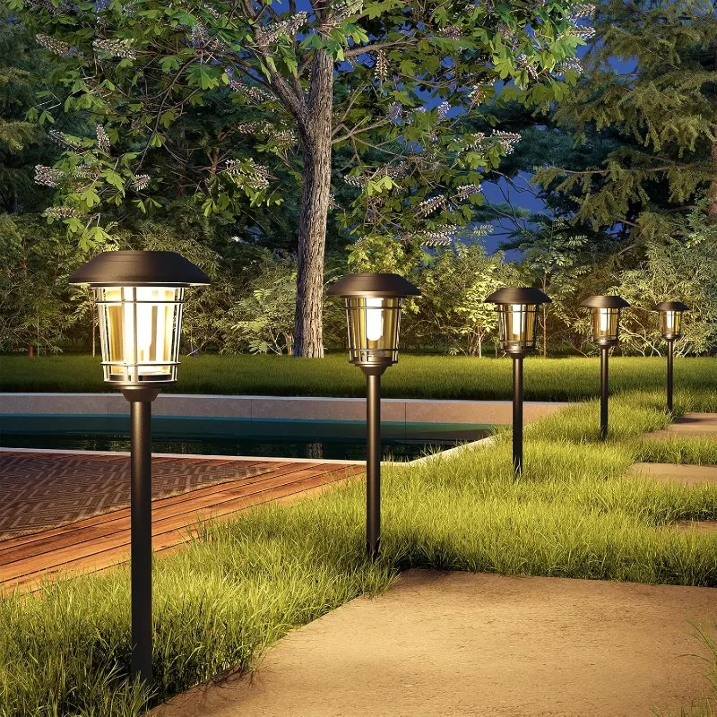 

Grand patio Solar Outdoor Lights, 10 Pack, Glass Light Metal Pathway Light, Waterproof Landscape Lighting, Automatic Dusk