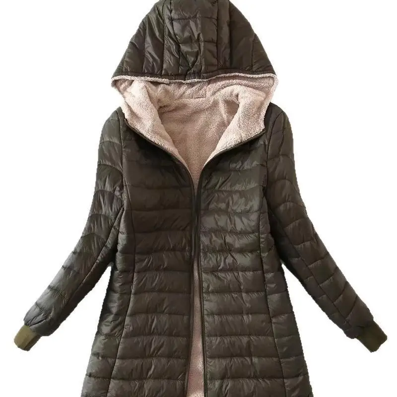 Warm Fluffy Hooded Jacket with Zipper for Autumn And Winter Casual Women's Cotton Jacket Cozy Outerwear for Cold Weather
