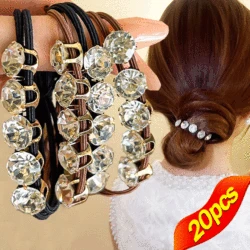 1/20pcs Women Diamonds Black Shiny Rhinestone Seamless Rubber Band Elastic Hair Rope 2024 New Fashion Hot Sale Hair Accessories