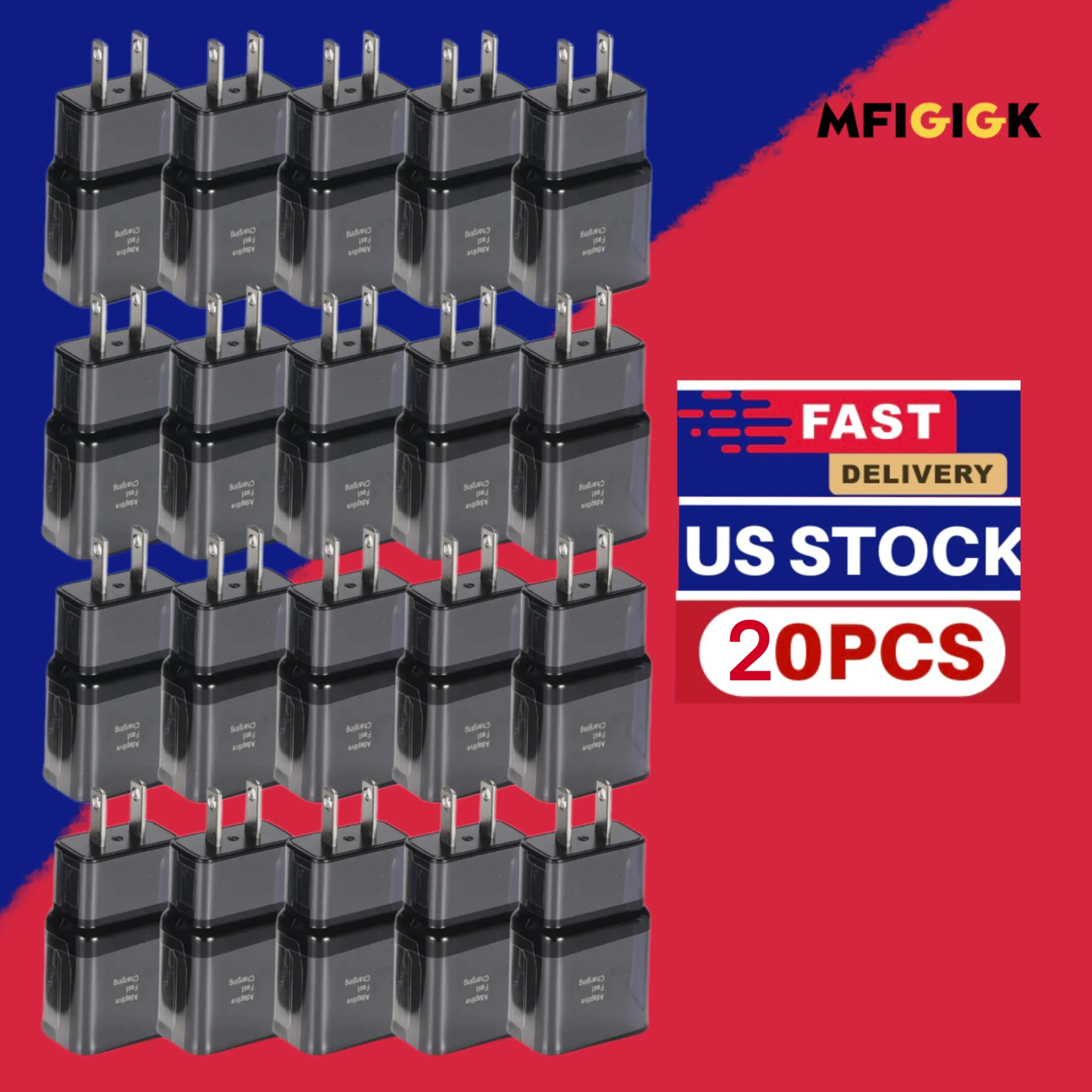 

MFIGlGK USB-настенное зарядное устройство, блок быстрой адаптера, зарядный куб, кирпич для Android, 20 шт. в партии