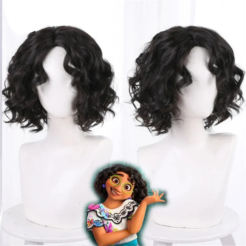 

Anime Fantasy Magic Full House Encanto Heroine Mirabel Cospaly Wig Mirabel Black Styled Wavy Short Hair Cos Party