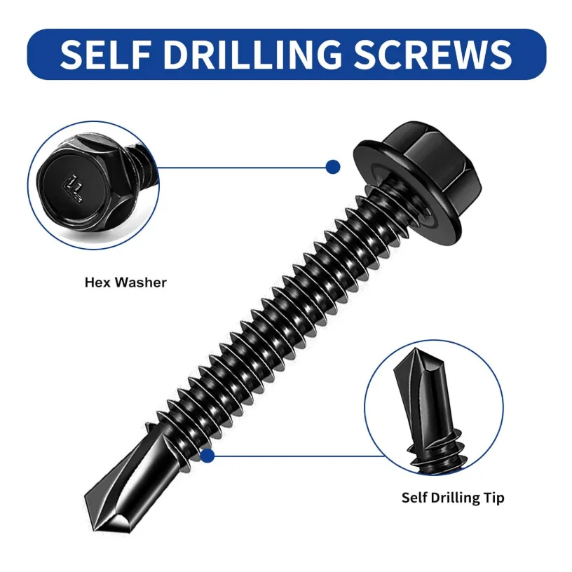 220PCS Hex Head Self Drilling Screws for Metal Cladding Roofing Wood Joinery No Pre Drilling Required Strong Grip