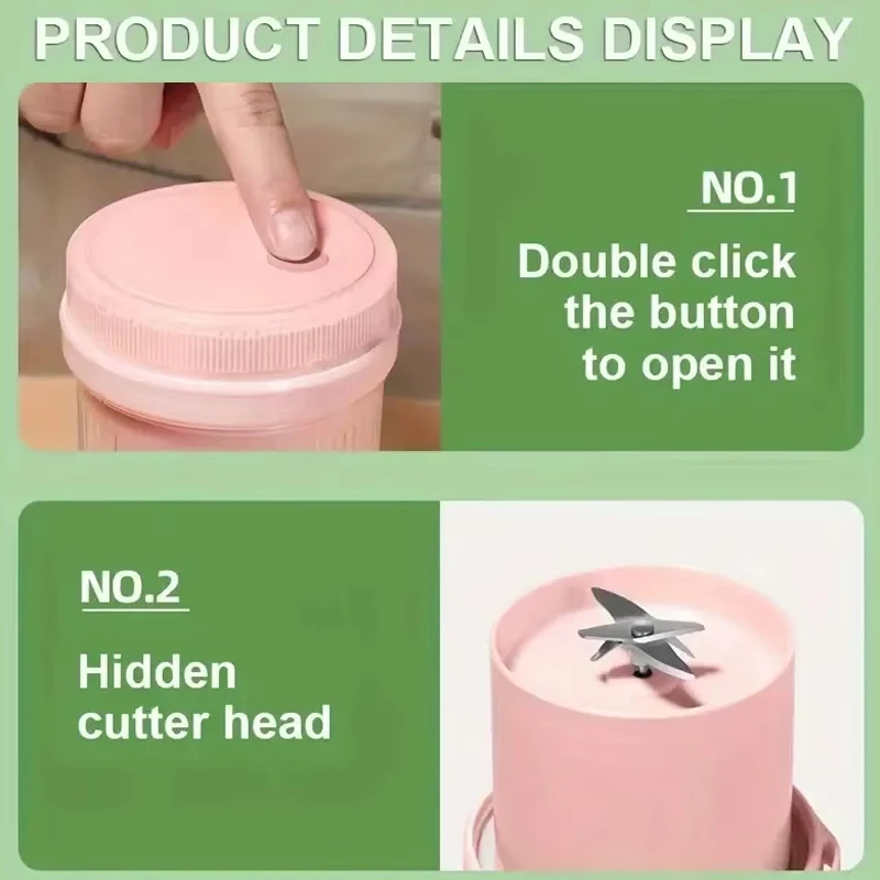 Pembuat Jus Elektrik Cangkir 6 Bilah Blender Mesin Milkshake USB Alat Pencampur Susu Buah Portabel Blender Jus Segar Mini