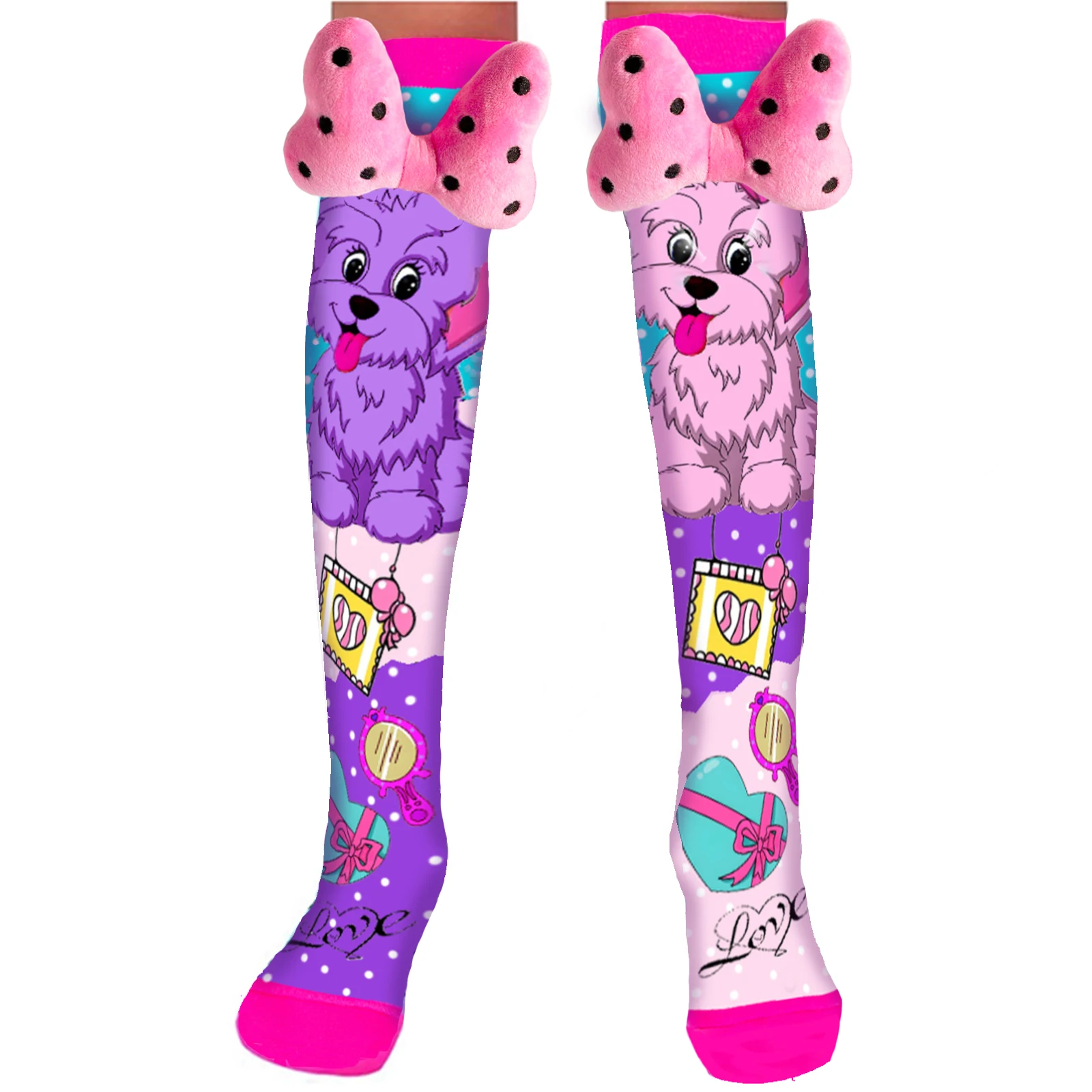 3D girls\' novel socks, fun children\'s high tube socks, cute girls\' knee socks