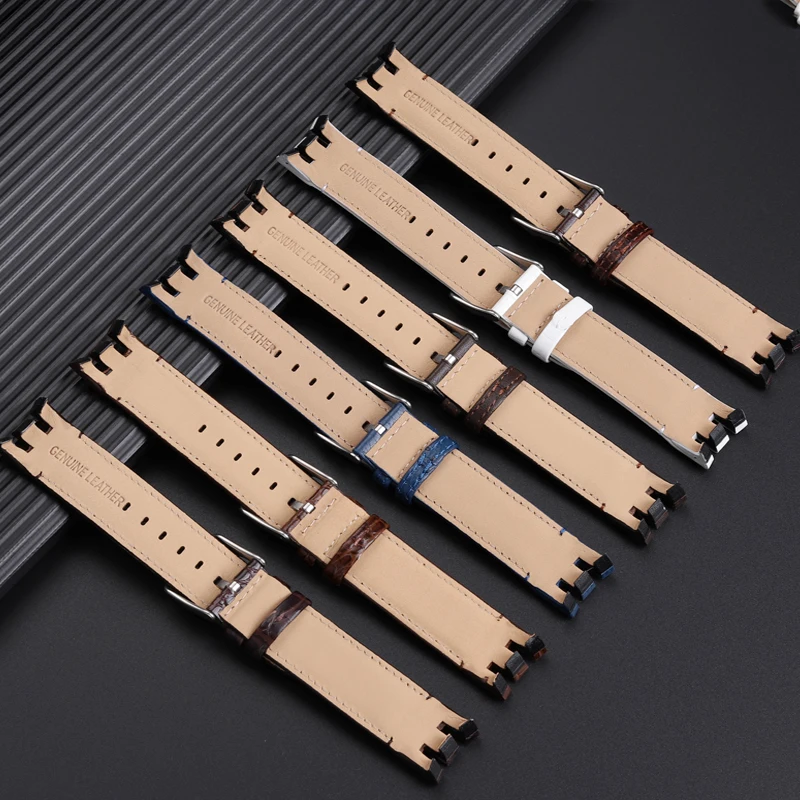 21mm Cowhide Bracelet strap For Swatch YRS403 412 402G Series Wrist Strap Black Blue Brown Watchbands Man Watch Belt Accessories