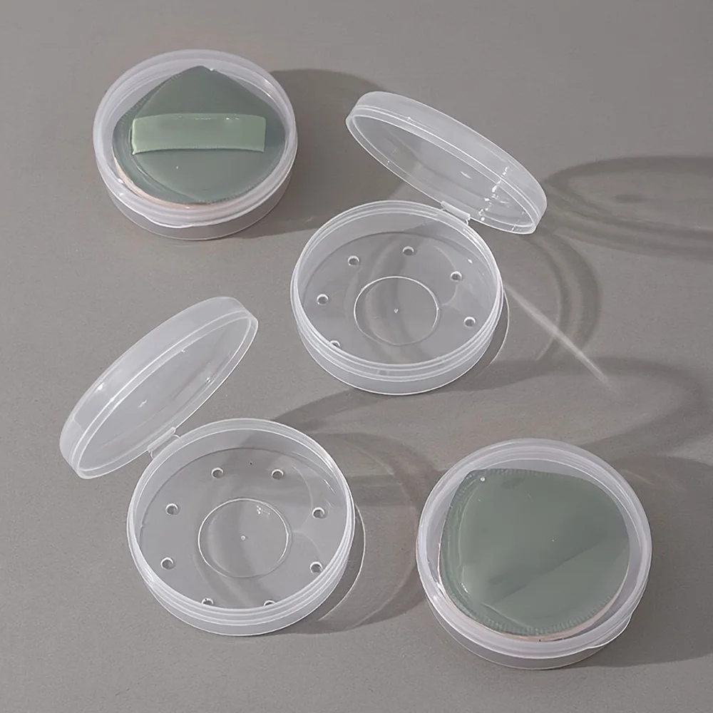 5 Stück atmungsaktive Kosmetik-Puff-Hüllen aus Kunststoff, geruchsneutraler Airflow-Puff-Halter mit perforiertem Sieb – Detail 3