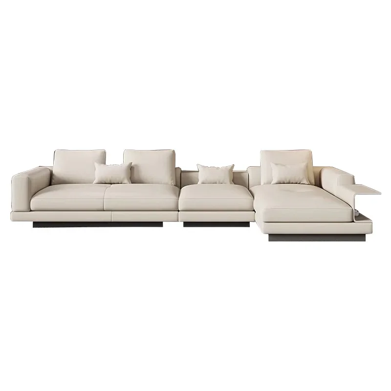 Italian minimalist leather sofa Connelly Villa high-end large flat floor new living room princess sofa combination