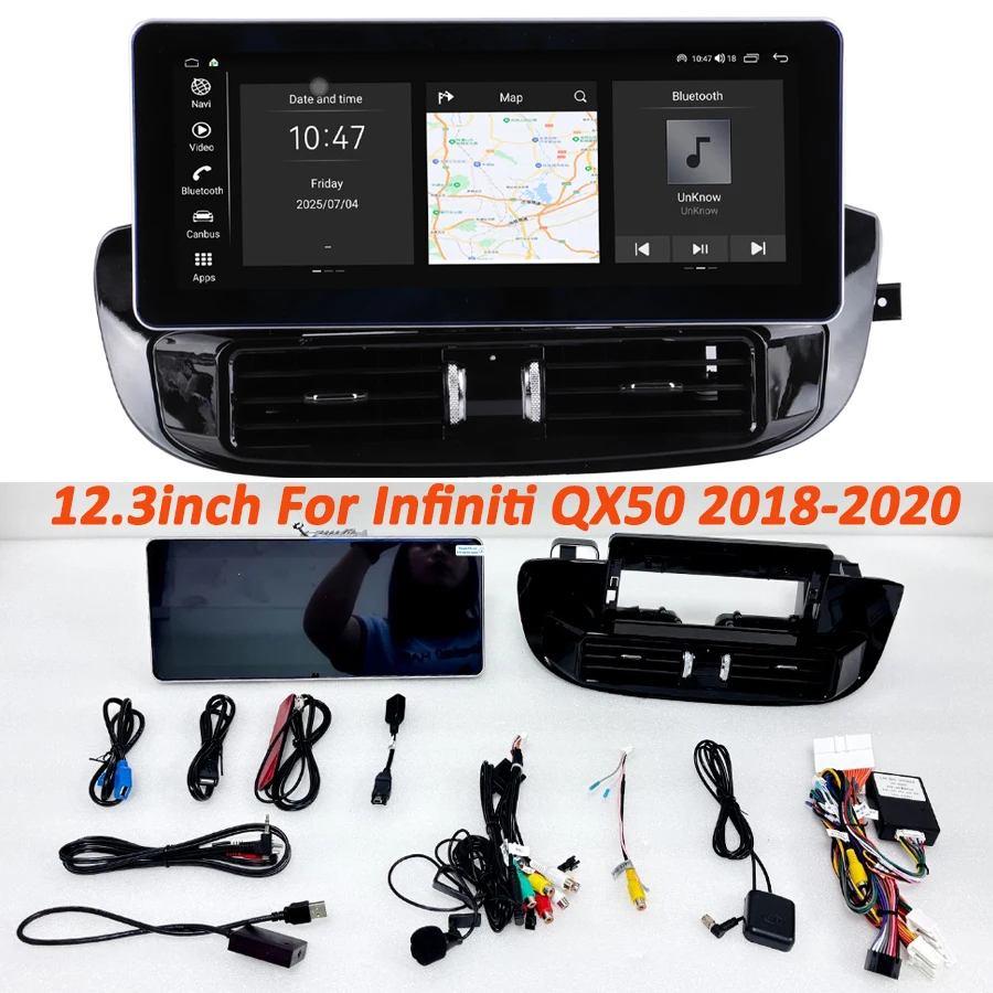 12.3inch Wireless CarPlay Android Auto For Infiniti QX50 2018-2020 GPS Navi Bluetooth Car Stereo Radio Multimedia Stereo 4G WIFI