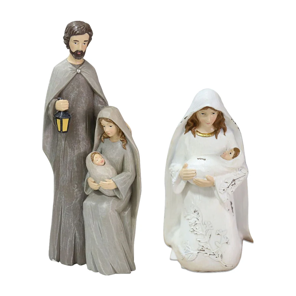 Christmas Nativity Figures Ornaments Resin Craft Traditional Nativity Scene Figures Resin Figures Statue Christ Birth of Jesus O