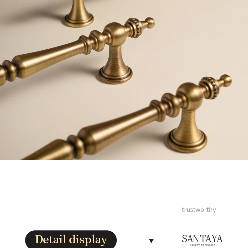 Antique brass crown cabinet handle product image 7