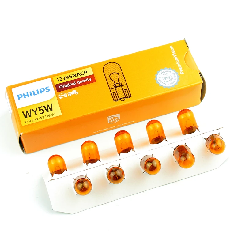 Philips WY5W T10 12V 5W Amber Color Standard Turn Signal Lamps Standard Indlcator 12396NACP