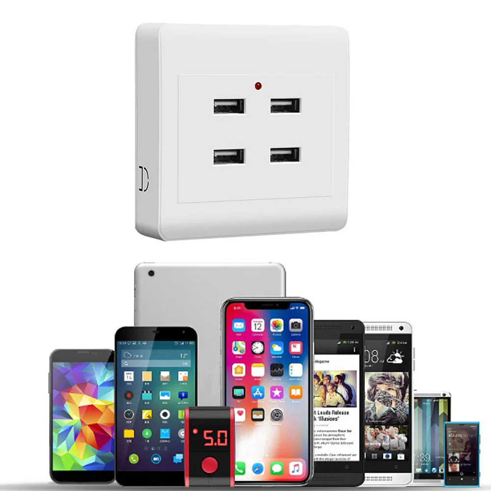 86 Type USB Socket Panel 110V-250V To 5V Type-C Wall Power Socket Fast Charging Panel Switch 2/4 Ports