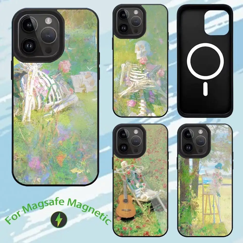 

S-Skeleton Phone Case For iPhone 17,16,15,14,13,12,11,Plus,Pro,Max Magsafe Magnetic Wireless Charging
