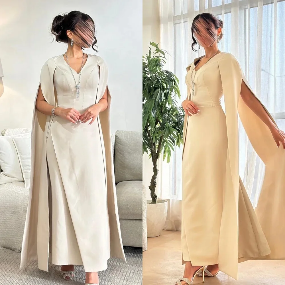 

Ball Dress Saudi Arabia jersey A-LINE custom occasion dress long sleeved dress V-neck elegant party evening dress 2024