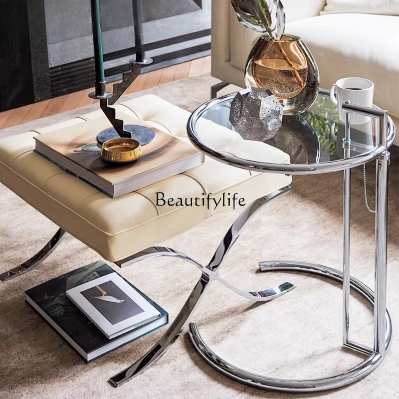 -طاولة قهوة من الفولاذ المقاوم للصدأ في العصور الوسطى، طاولة جانبية للأريكة