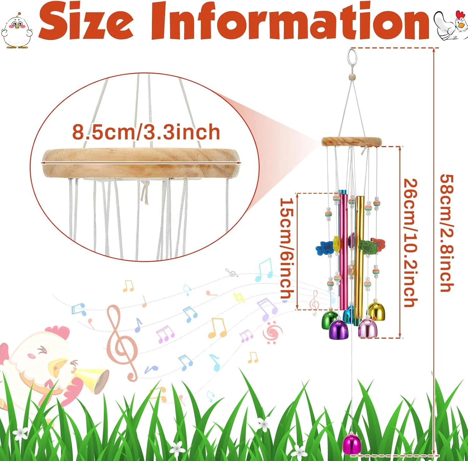 Chicken Chew Toys for Coop Multicolor Chicken Wind Chime Enrichment Toys Art Hanging Decoration for Bird Parrot