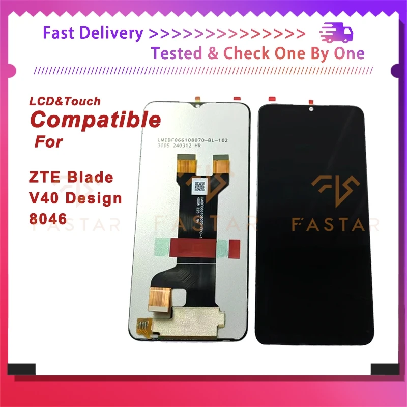 

V40Design 6.6"Tested For ZTE Blade V40 Design LCD 8046 LCD Display Touch Digitizer Assembly Replacement Phone Screen 8046 lcd