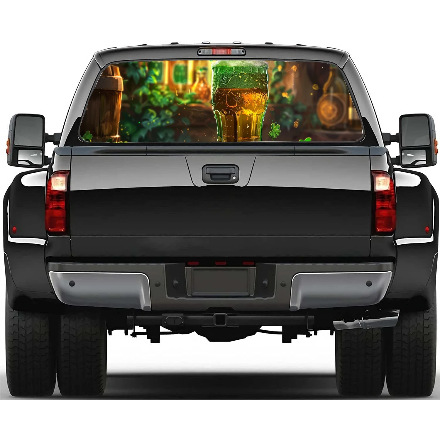 Glass Beer Painting Car Rear Window Decal Fit Pickup,Truck,Car Universal See Through Perforated Back Window Vinyl Sticker