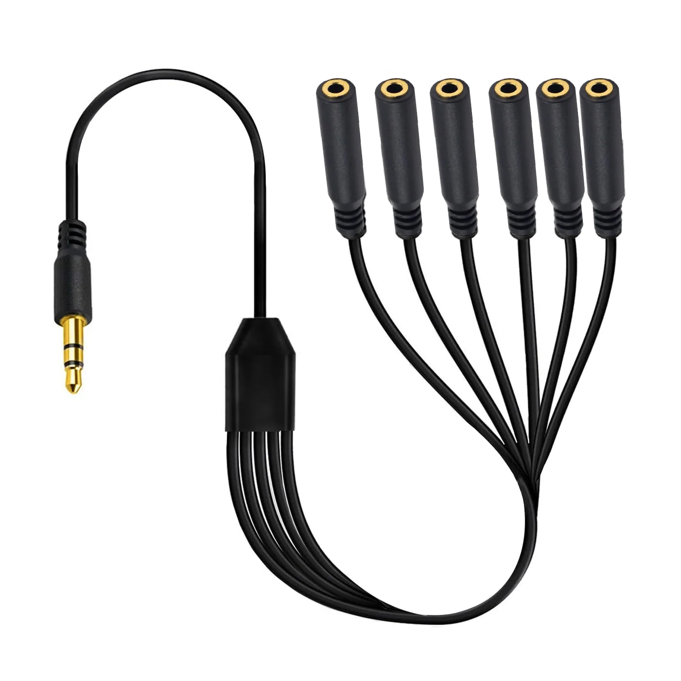 

3.5mm Headphone Splitter, 3.5mm Auxiliary Splitter Cable, 1 to 6 Way 1/8 Inch TRS Male to Female Stereo TRS Male to Female