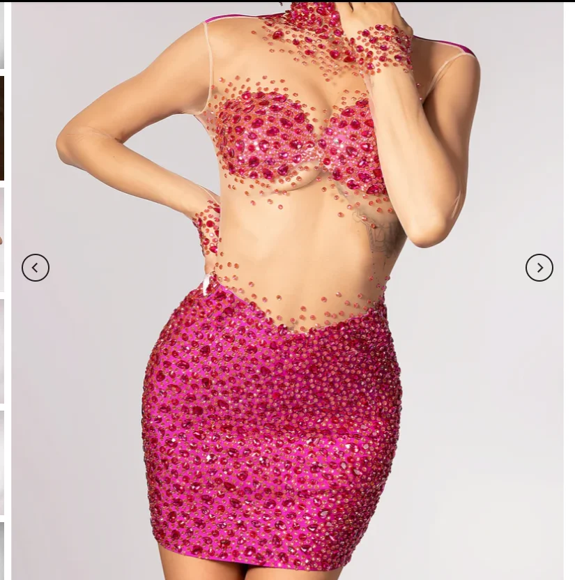 

Liza Bodycon Crystal See Through Mesh Dress