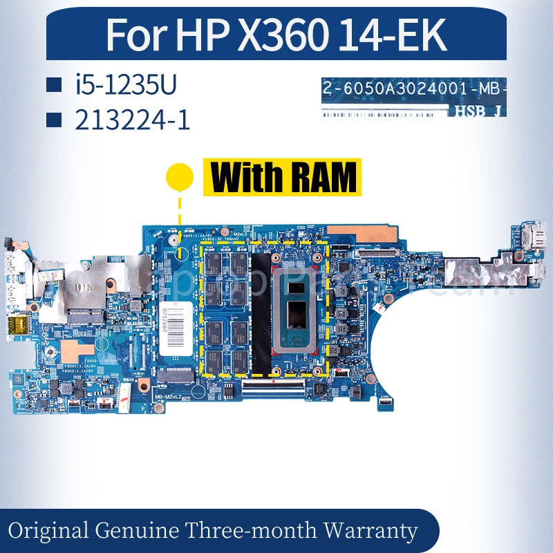 

213224-1 For HP X360 14-EK Laptop Mainboard i5-1235U Notebook Motherboard