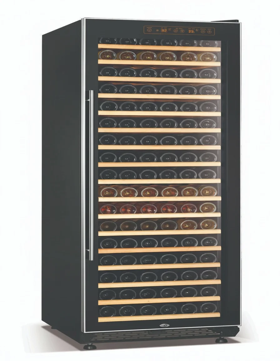 177 Bottle Wine Cooler, 508L Compressor Dual Zone Wine Fridge, Glass Door Beech Wood Storage Cabinet for Home Bar
