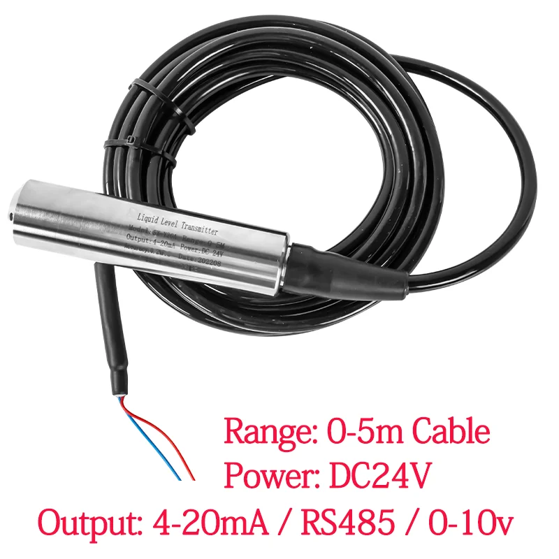 Water Level Sensor DC24V with LCD Controller AC220V 0-5m Cable 4-20mA 0-10V RS485 Liquid Level Control Instrument