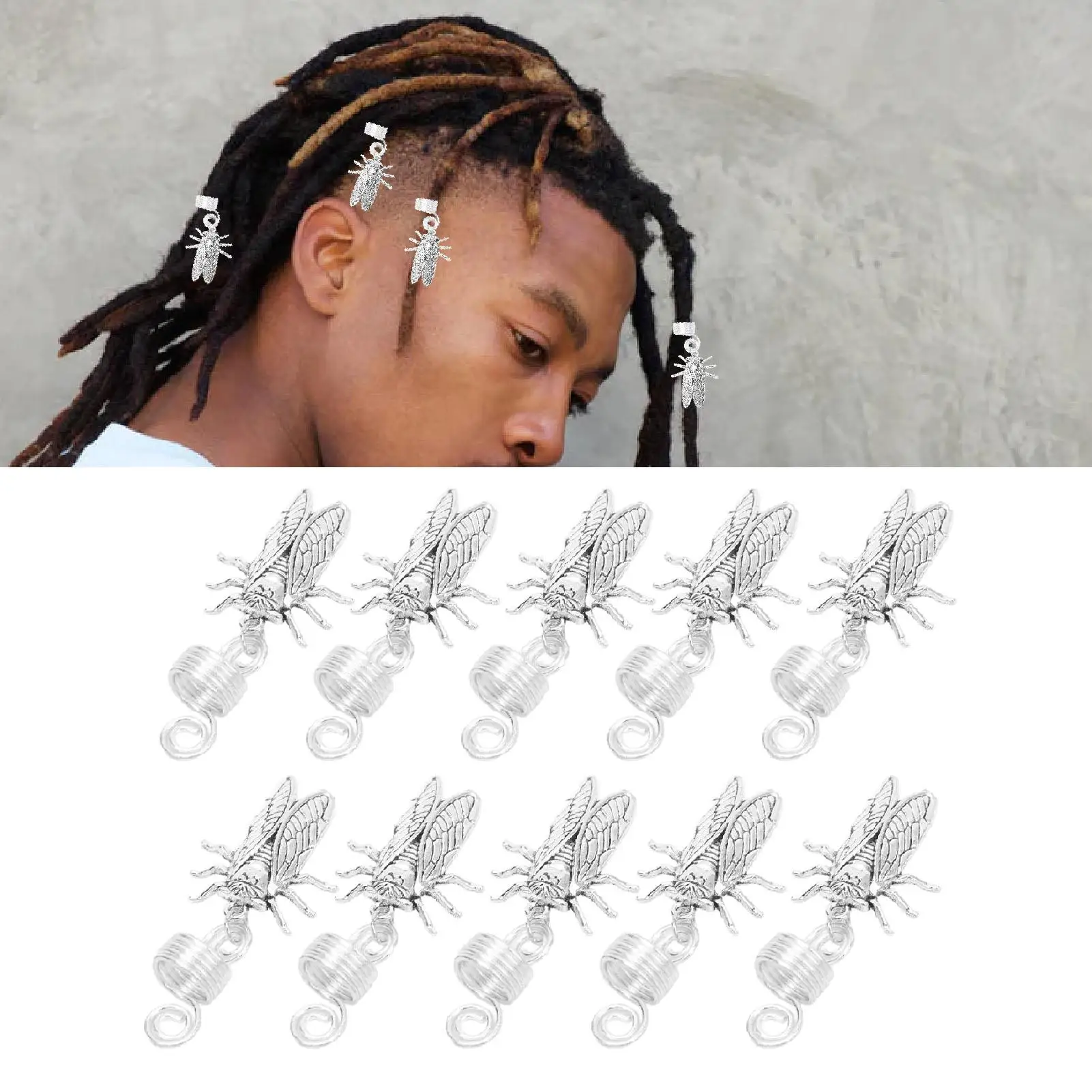 Cool Cicada Design Metal Dreadlock, Jóias para Decoração de Cabelo, Multi Usos para Homens e Mulheres