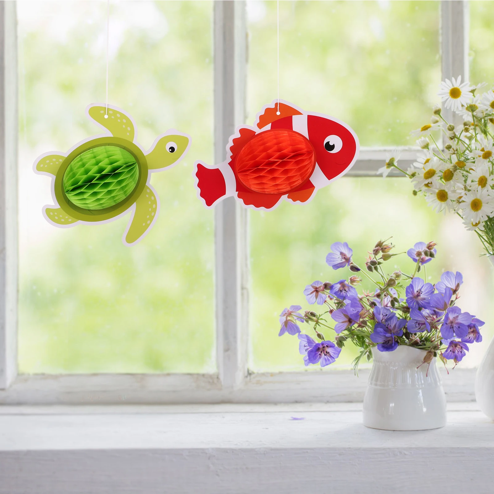 

11Pcs Ocean Themed Honeycomb Hanging Decorations Sea Animal Tissue Party Supplies Beach Pool Summer Tropical Birthday Decor