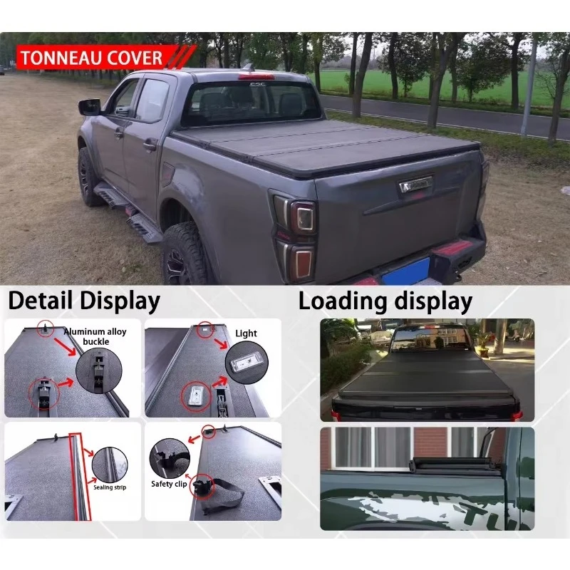 Aluminum Retractable Soft Multifunction Tailgate Vinyl Rolling Roll Car Pickup Truck Bed Tonneau Cover Offroad Design Isuzu DMAX