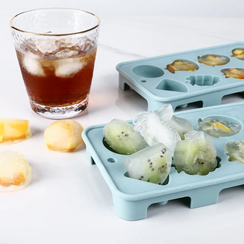 

8 Grids Silicone Ice Cube Maker Tray Fruit Shape Cream Mould Forms for Kitchen Whiskey Cocktail Accessory