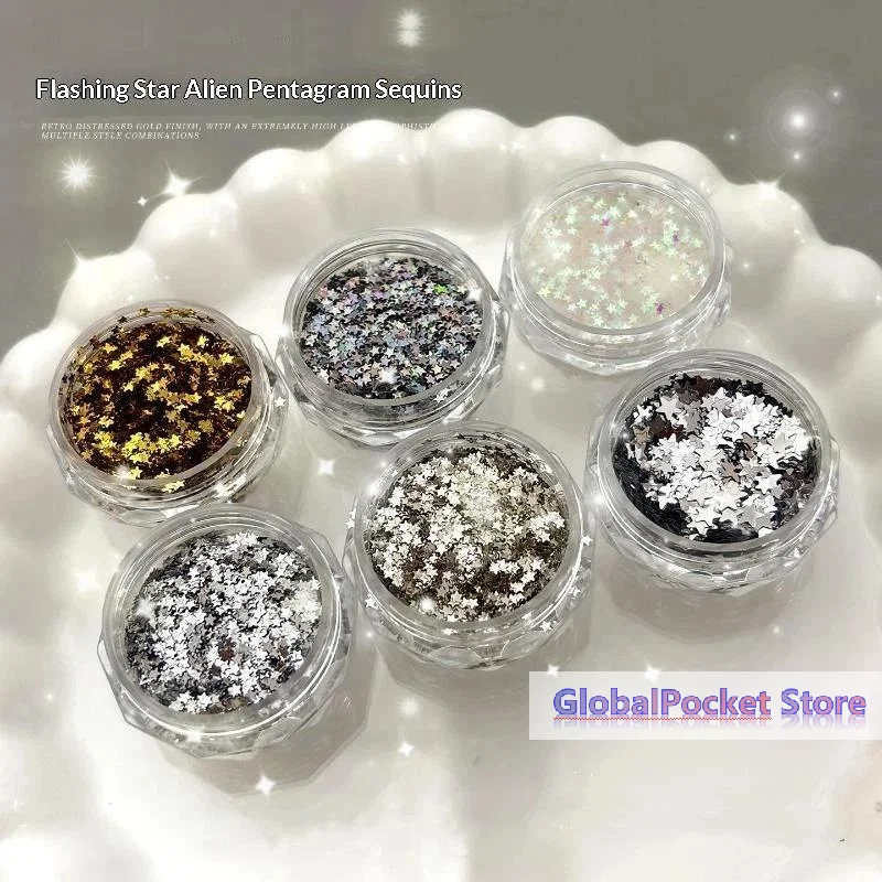 [TG823]1 Box Shiny Mini 1mm Five-Pointed Star Nail Accessories Handmade Wearable Nail Materials Decoration