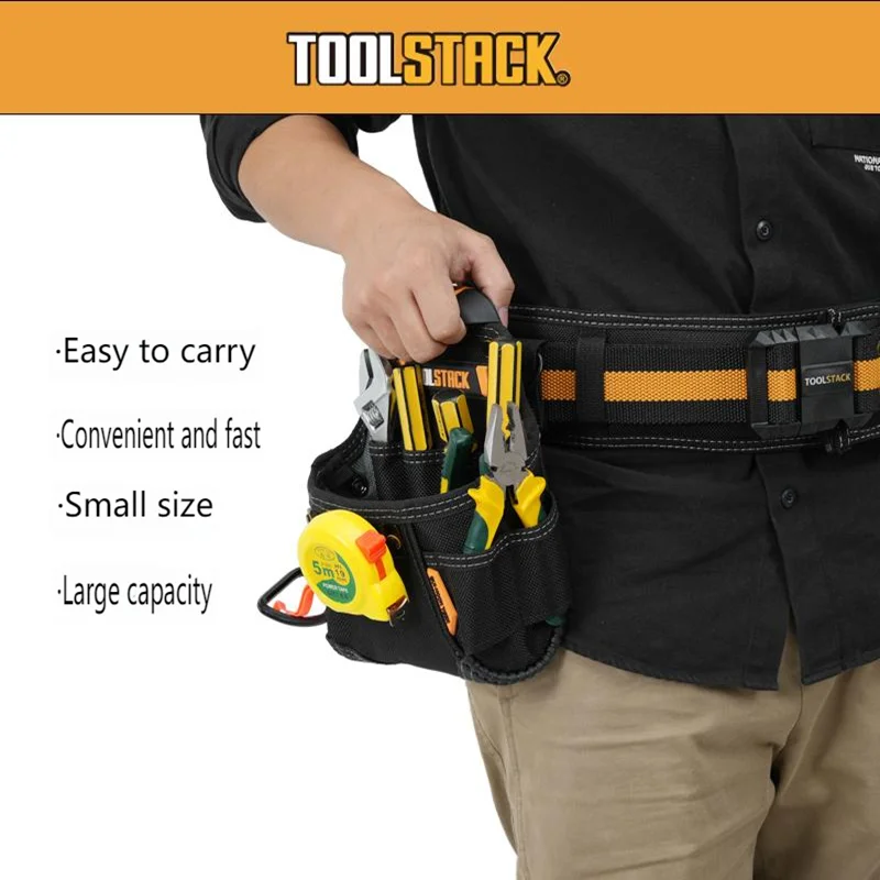 TOOLSTACK Tool Belt Quick-Hook Waist Bag Mini Carpenter Pouch Portable Utility Hammer Screwdriver Pouch Hardware Service Toolkit