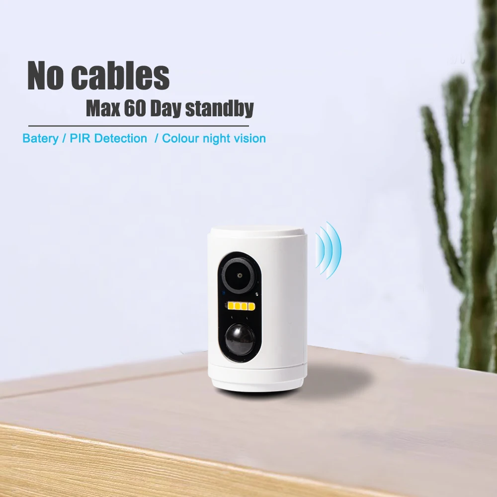 2MP Mini WIFI Camera Built-in Battery Color Night Vision WIFI Indoor Powerd Solar Panel PIR Motion  Security HD IP 1080P Camera