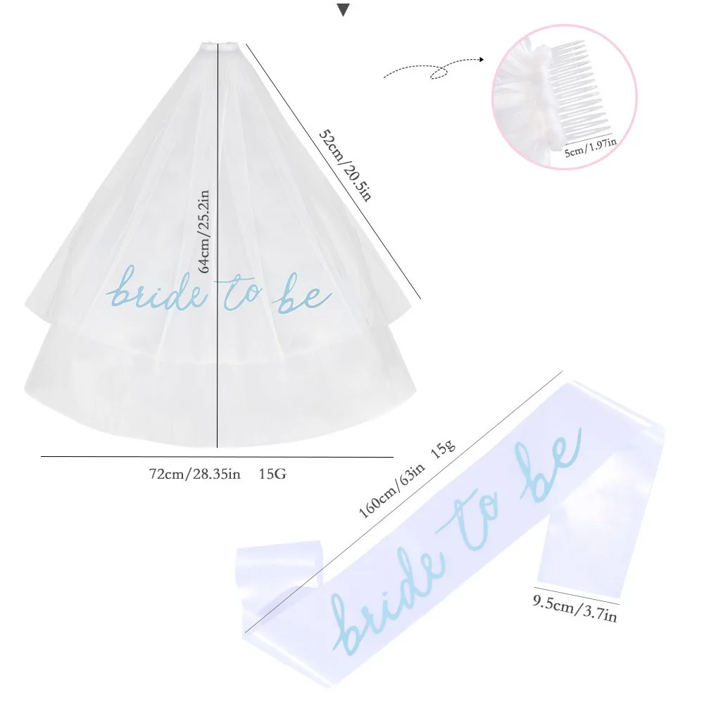 2 قطعة/المجموعة العروس الزرقاء لتكون وشاح الساتان والحجاب ل الدجاجة العازبة الزفاف المشاركة الزفاف دش زينة الحفلات لوازم