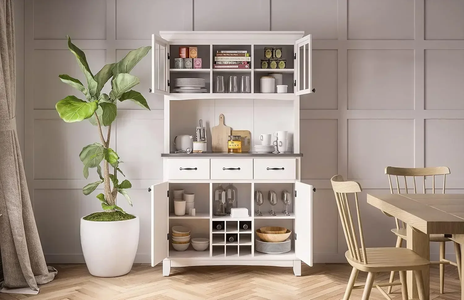 dressoirs-buffets-credenzas, server met hok, gebroken wit