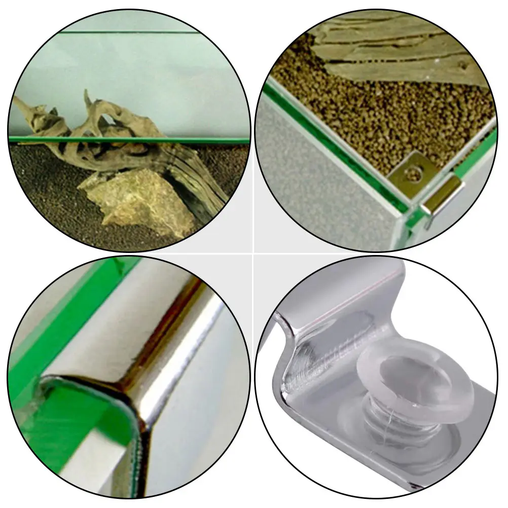 

8pcs Stainless Steel Support Tray For 6Mm Glass Lid, Easy Install Aquarium Cover Frame, Fish Tank Holders Bracket Shelf Rack,