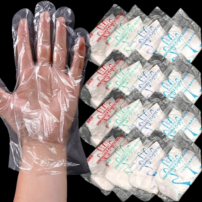 Wholesale Disposable Gloves Food Grade Plastic Transparent Gloves for Restaurant Fried Chicken Pizza Gloves Kitchen Tableware