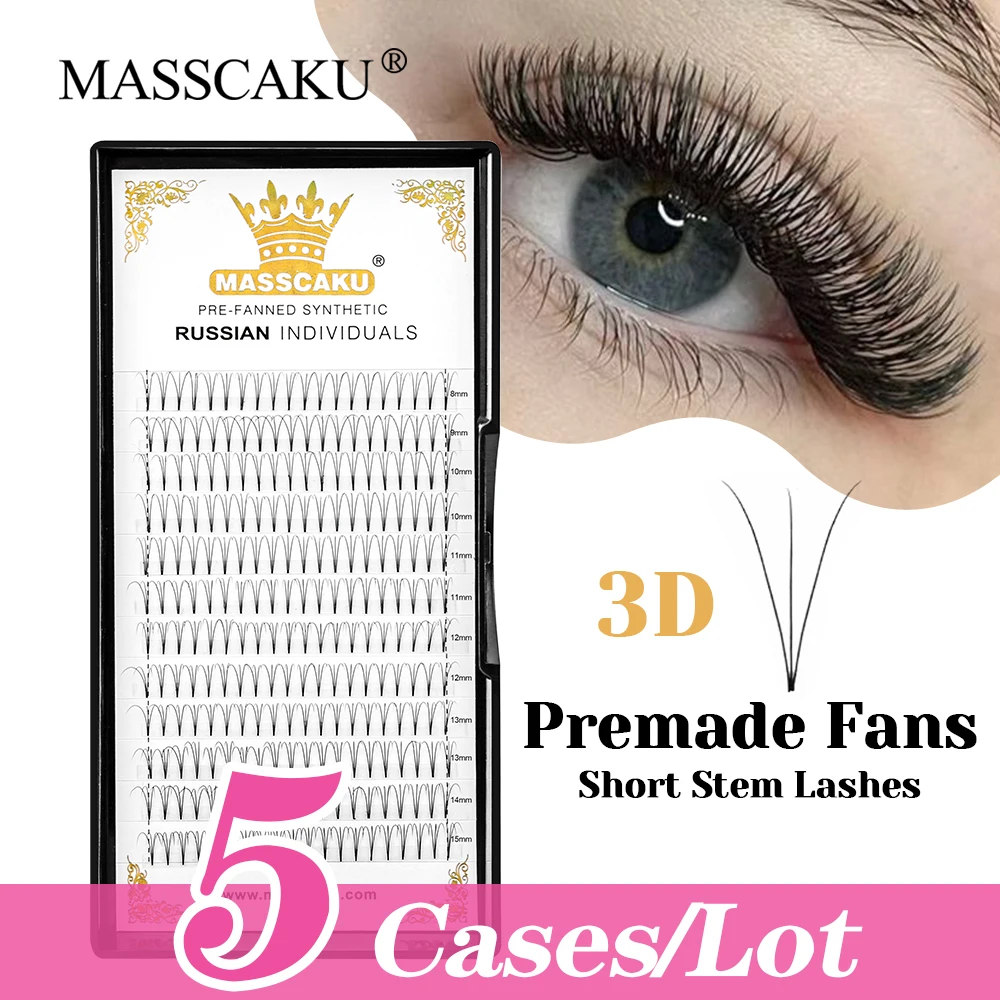 

5cases/lot Hot Selling C D Curl Multi-texture Thin Root Short Stem Lashes Lightweight Premade Volume Fans Eyelash from MASSCAKU