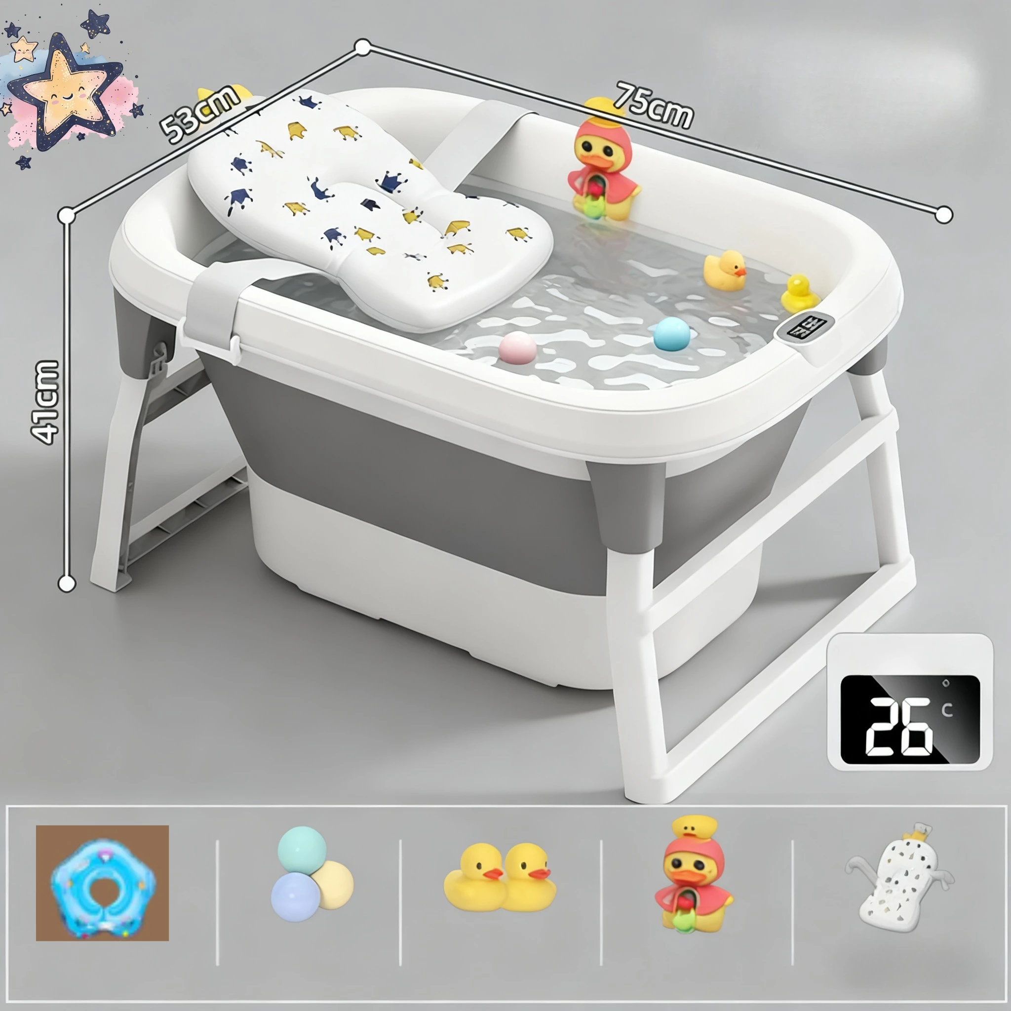 

Бытовая детская ванночка для плавания, складная большая ванночка для сидения и лежания для новорожденных