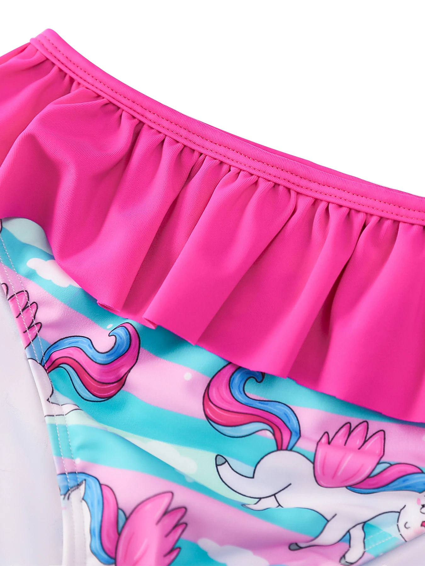 2-Piece ملابس سباحة للفتيات طويلة الأكمام لباس سباحة الاطفال الكرتون الحصان قوس قزح طباعة الشاطئ بركة القمم والسباحة ملخصات ملابس السباحة الصيف