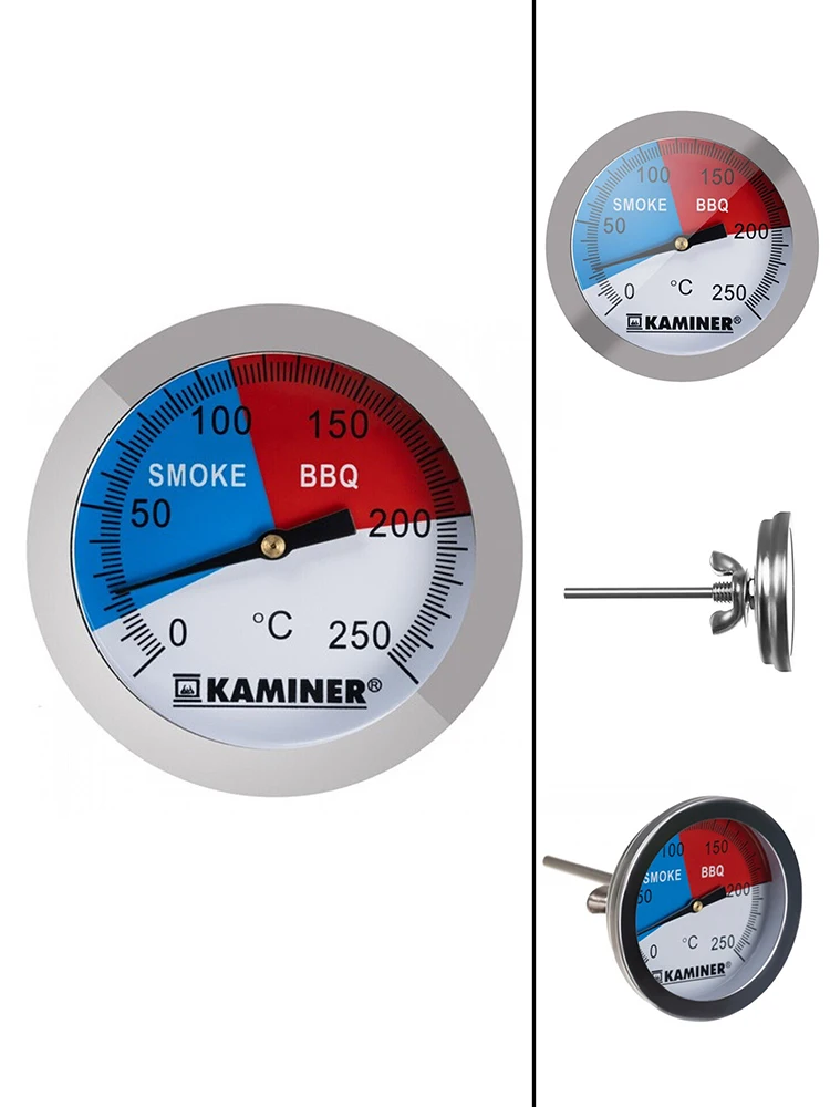 BBQ Grill Thermometer Stainless Steel Analogue Smoker Gas Grill Smoker Built-In Lid 0°C To 250°C BBQ Tools & Accessories