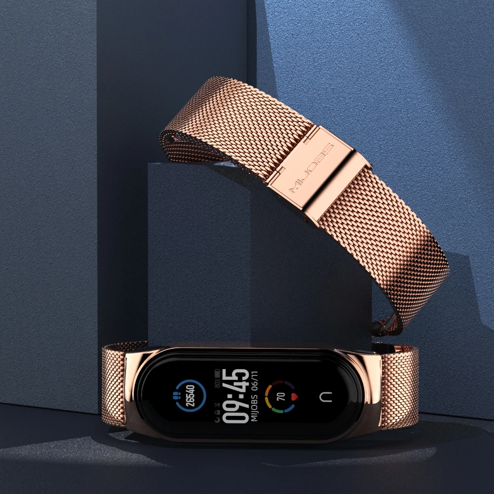 Tali Jam Tangan Baja Tahan Karat Mewah untuk Xiaomi Mi Band 6 5 4 Gelang Pintar Olahraga Dapat Dipakai Gelang Pengganti untuk Mi Band 3 4